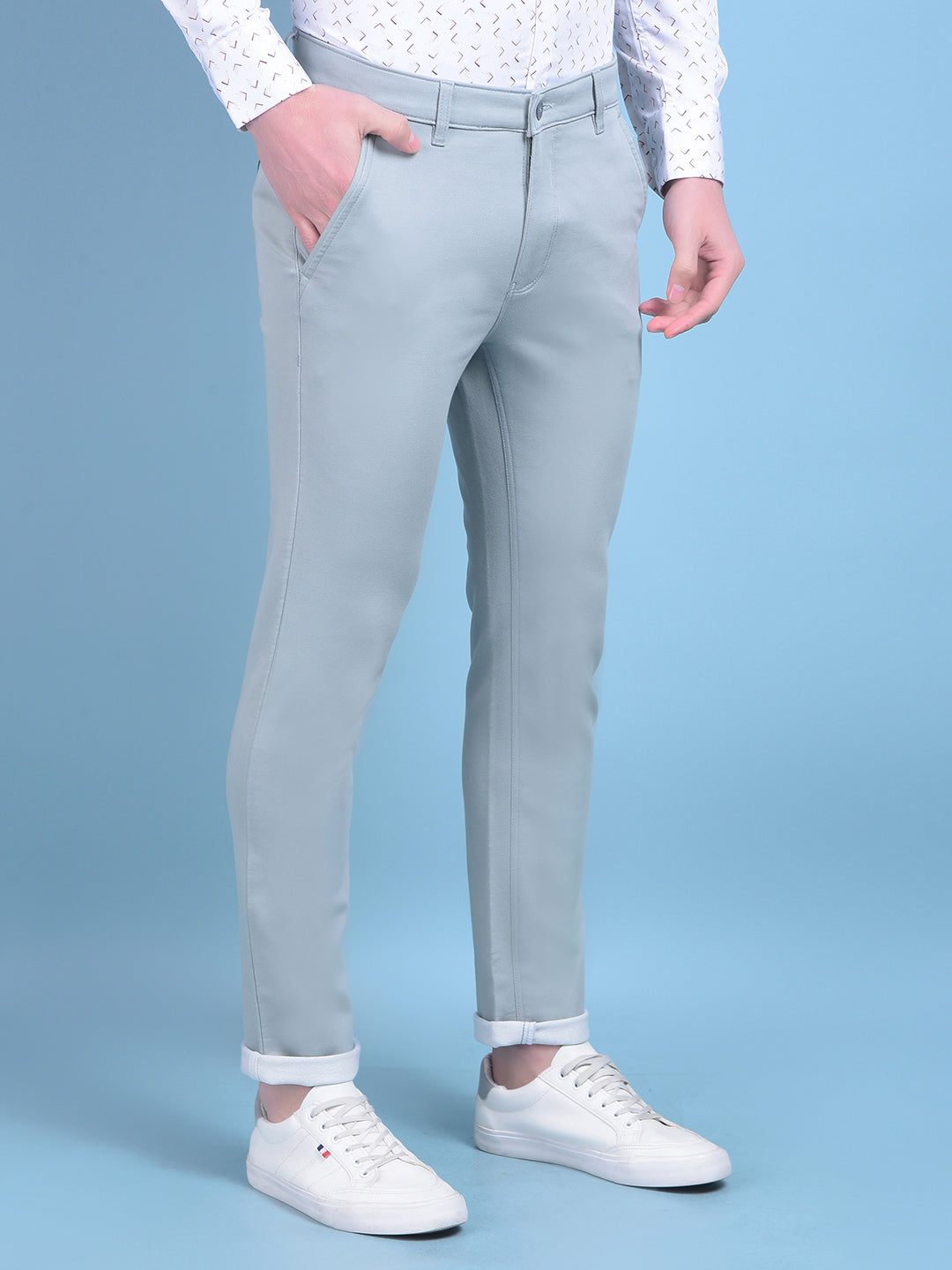 Green Stretchable Cotton Trousers-Men Trousers-Crimsoune Club