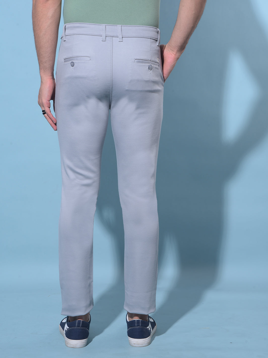 Grey Stretchable Cotton Trousers-Men Trousers-Crimsoune Club