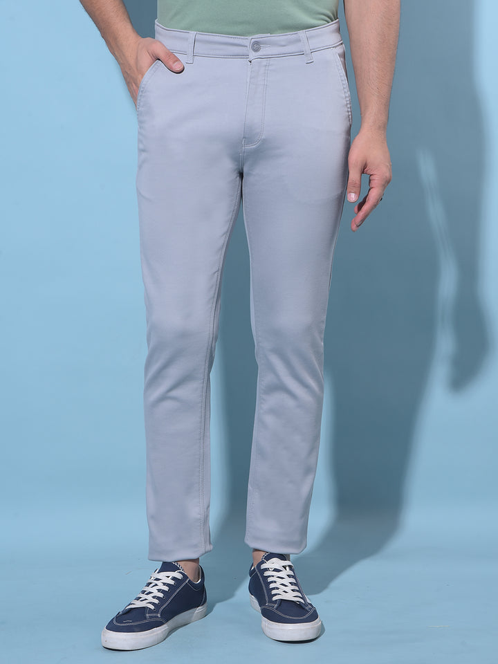 Grey Stretchable Cotton Trousers-Men Trousers-Crimsoune Club