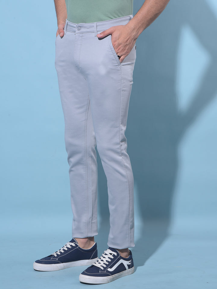 Grey Stretchable Cotton Trousers-Men Trousers-Crimsoune Club