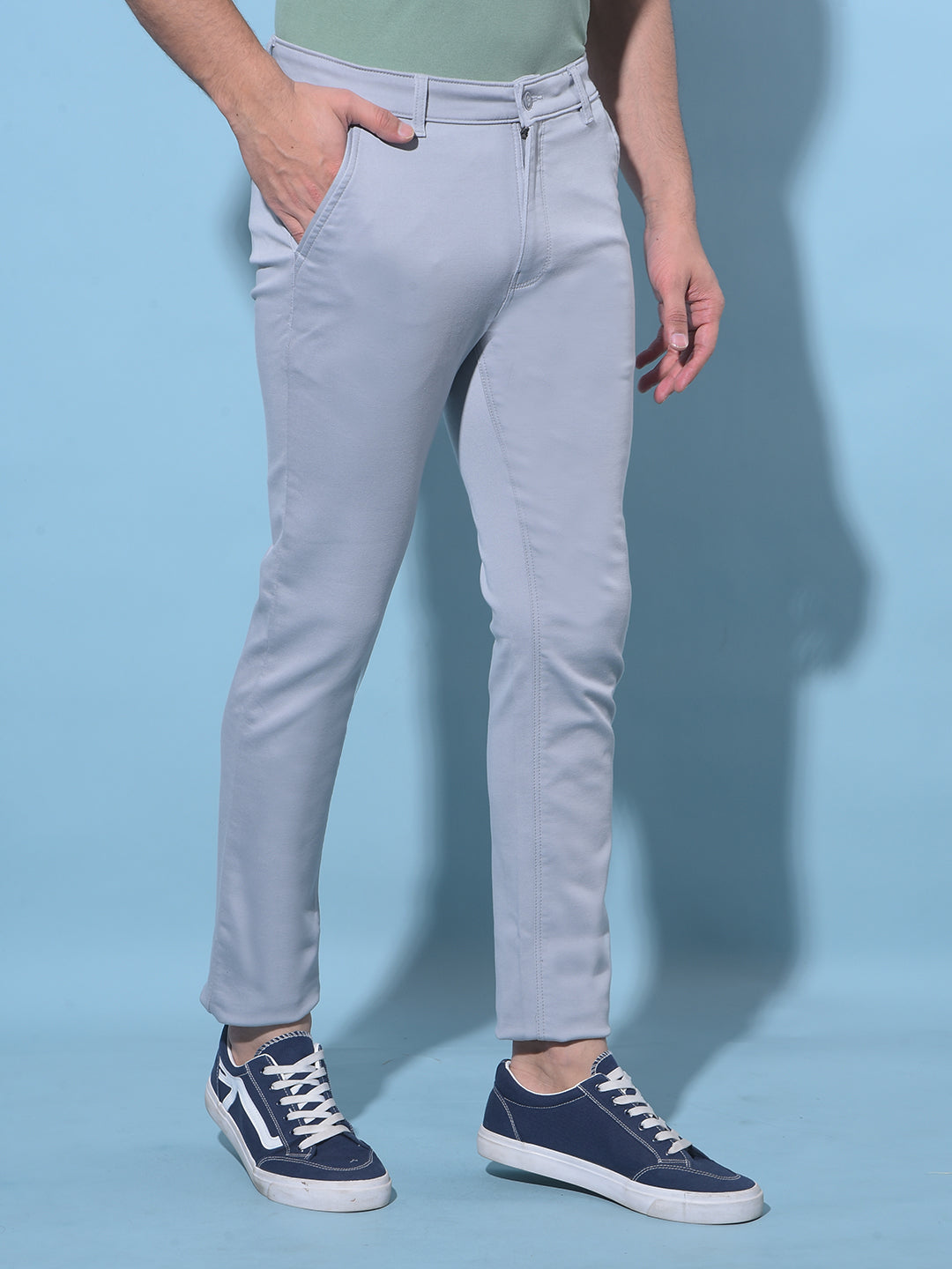 Grey Stretchable Cotton Trousers-Men Trousers-Crimsoune Club