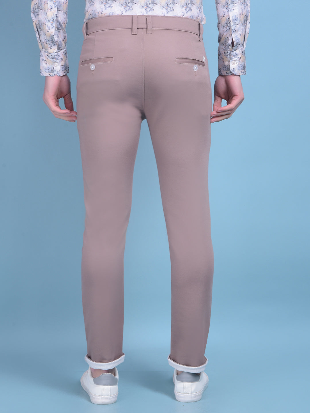 Brown Stretchable Cotton Trousers-Men Trousers-Crimsoune Club