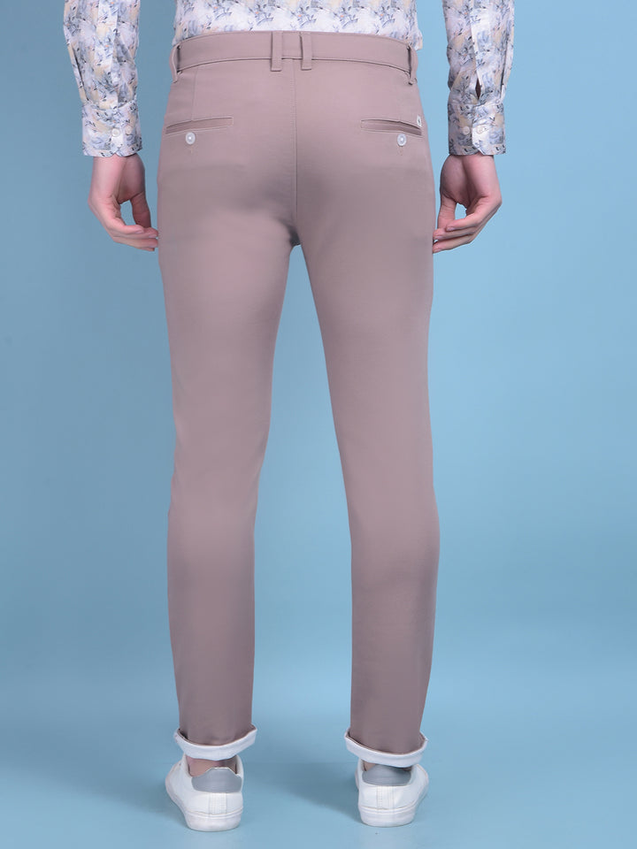 Brown Stretchable Cotton Trousers-Men Trousers-Crimsoune Club