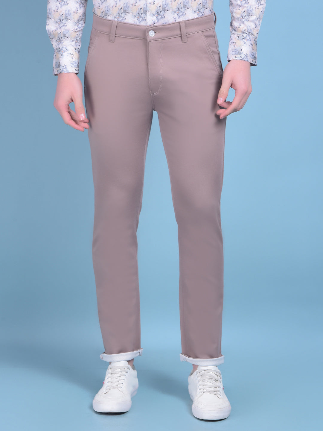 Brown Stretchable Cotton Trousers-Men Trousers-Crimsoune Club
