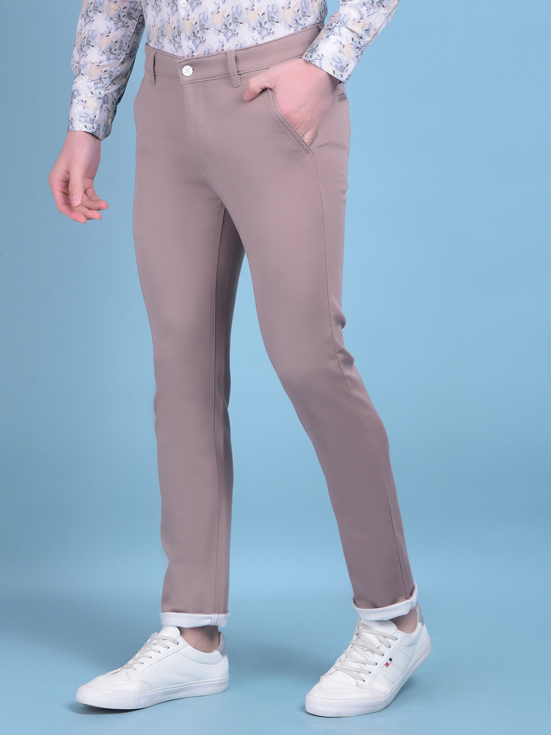 Brown Stretchable Cotton Trousers-Men Trousers-Crimsoune Club