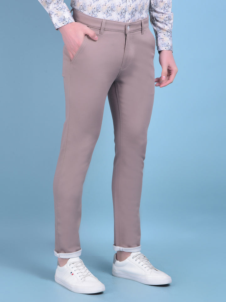 Brown Stretchable Cotton Trousers-Men Trousers-Crimsoune Club
