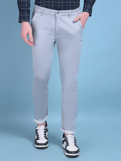 Blue Stretchable Cotton Trousers-Men Trousers-Crimsoune Club