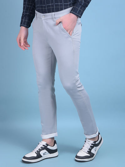 Blue Stretchable Cotton Trousers-Men Trousers-Crimsoune Club