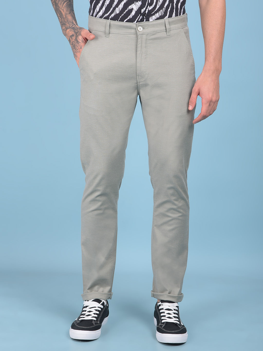 Olive Stretchable Trousers-Men Trousers-Crimsoune Club