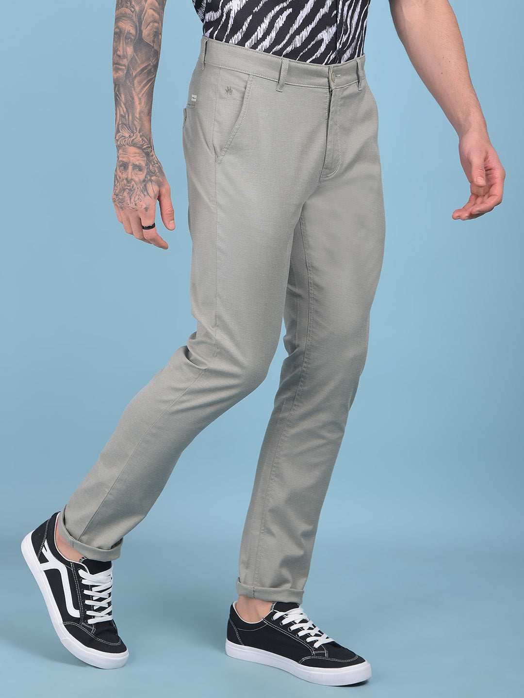 Olive Stretchable Trousers-Men Trousers-Crimsoune Club