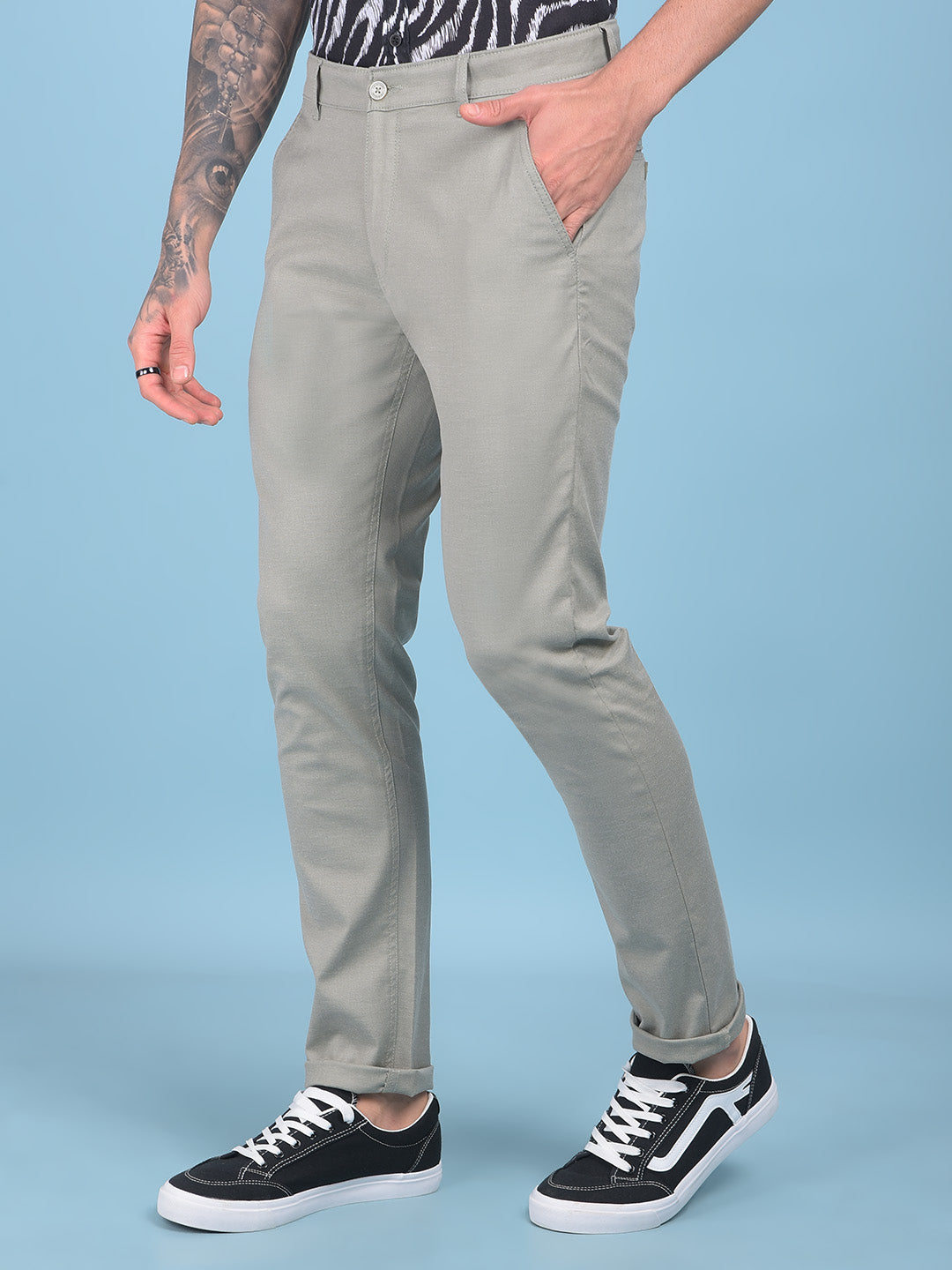 Olive Stretchable Trousers-Men Trousers-Crimsoune Club