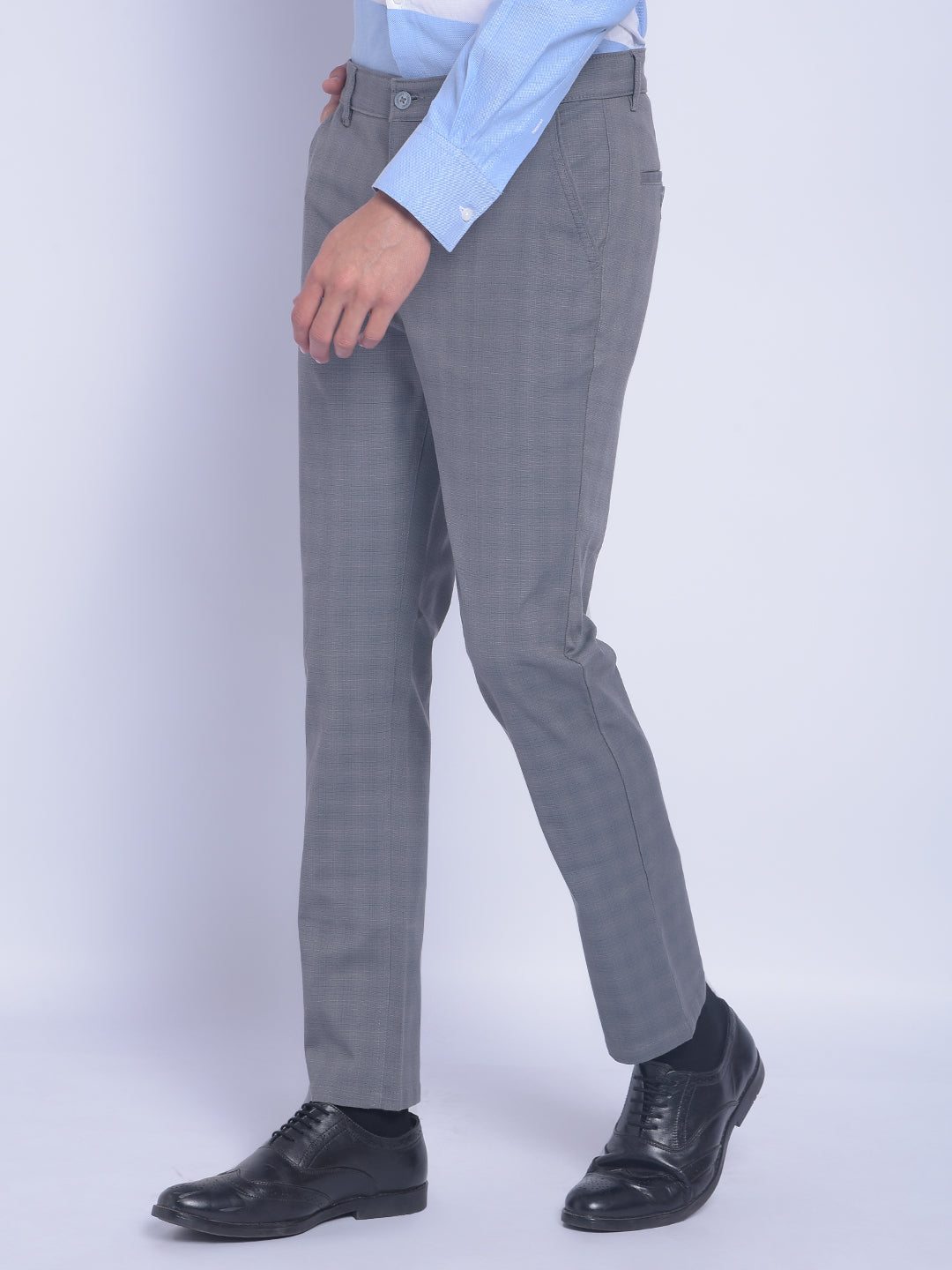 Grey Checked Trousers-Men Trousers-Crimsoune Club