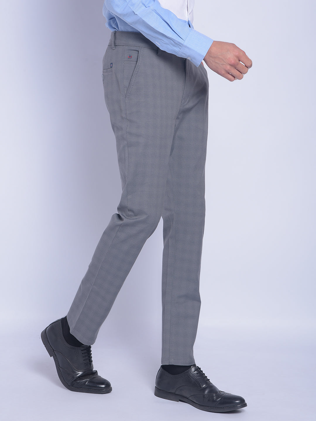 Grey Checked Trousers-Men Trousers-Crimsoune Club