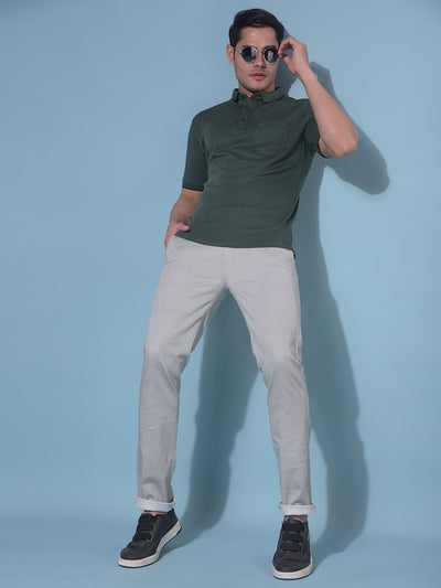 Grey Stretchable Cotton Trousers-Men Trousers-Crimsoune Club