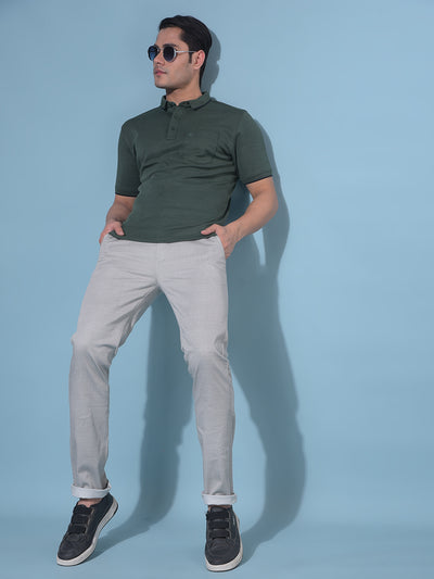 Grey Stretchable Cotton Trousers-Men Trousers-Crimsoune Club