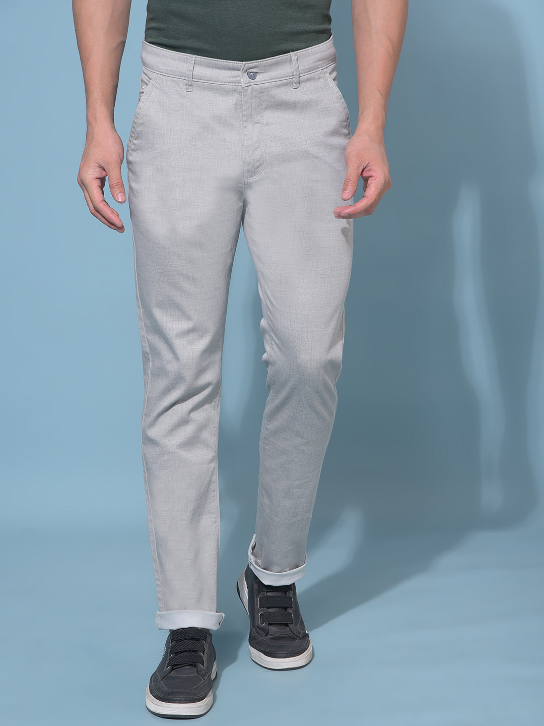 Grey Stretchable Cotton Trousers-Men Trousers-Crimsoune Club