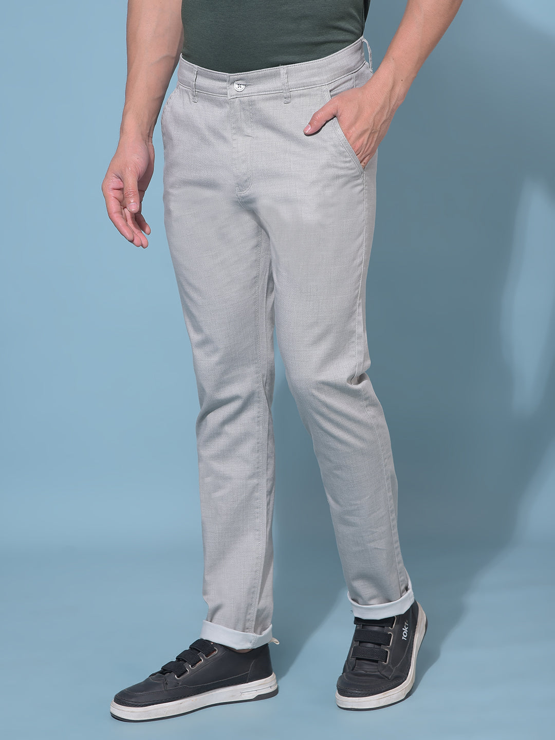 Grey Stretchable Cotton Trousers-Men Trousers-Crimsoune Club