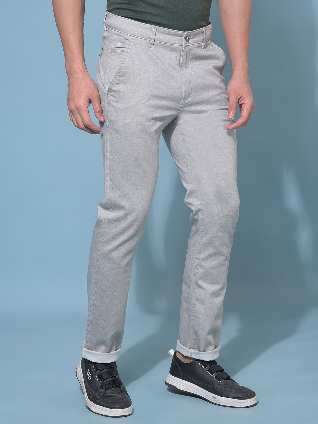 Grey Stretchable Cotton Trousers-Men Trousers-Crimsoune Club