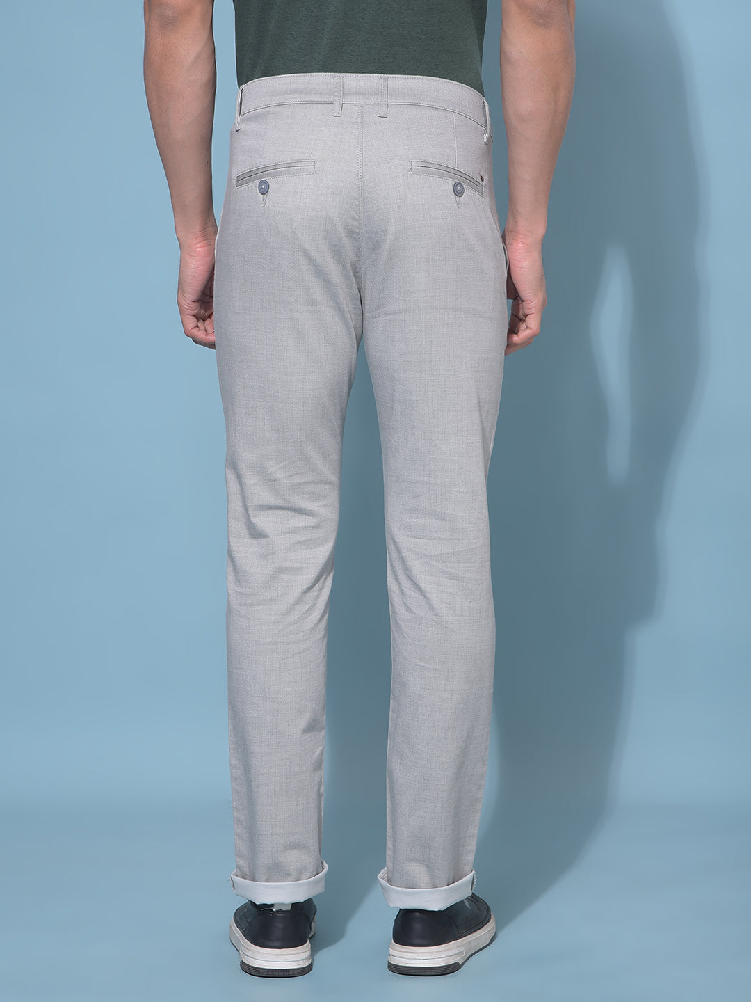 Grey Stretchable Cotton Trousers-Men Trousers-Crimsoune Club