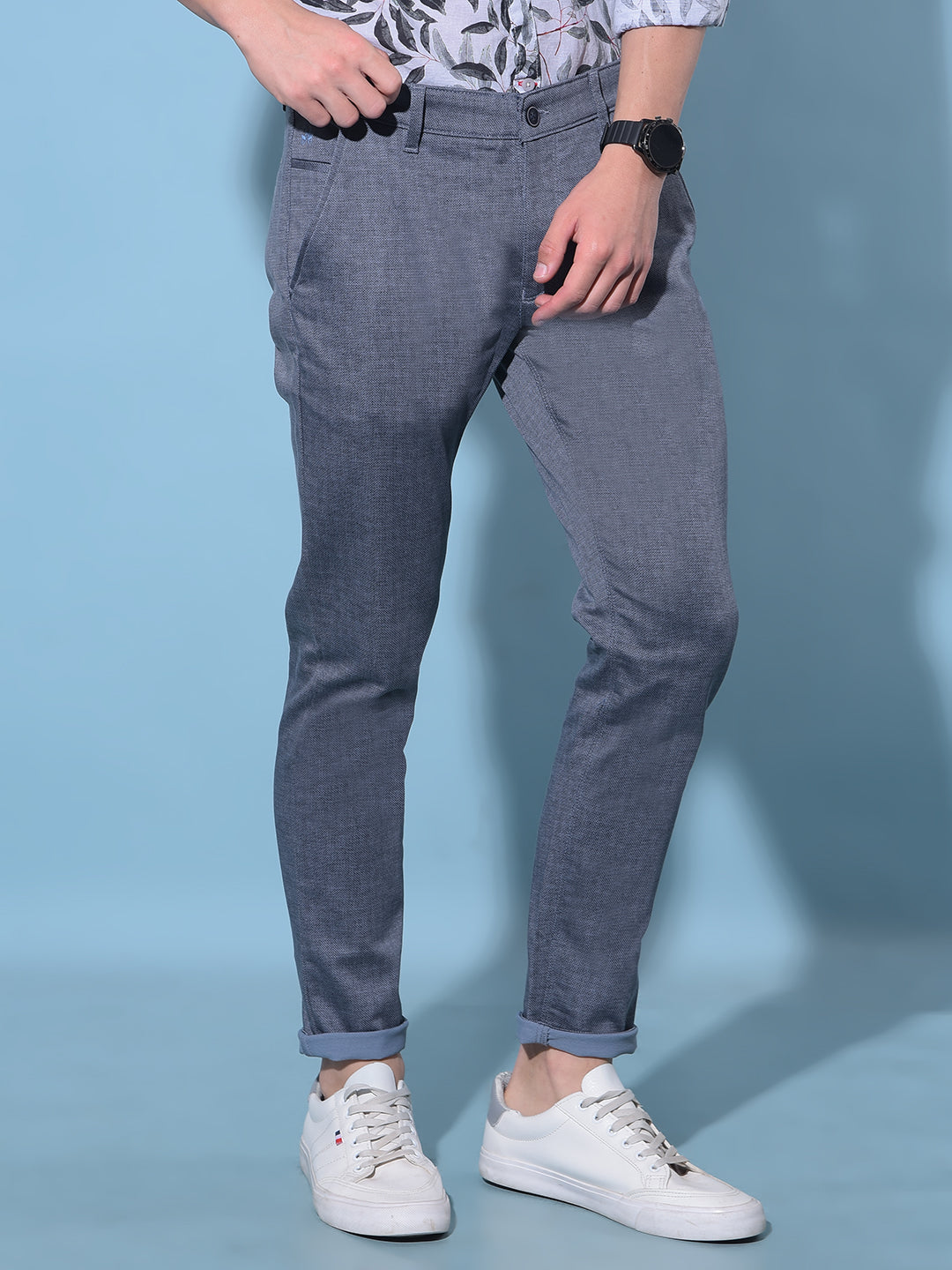 Blue Cotton Trousers-Men Trousers-Crimsoune Club