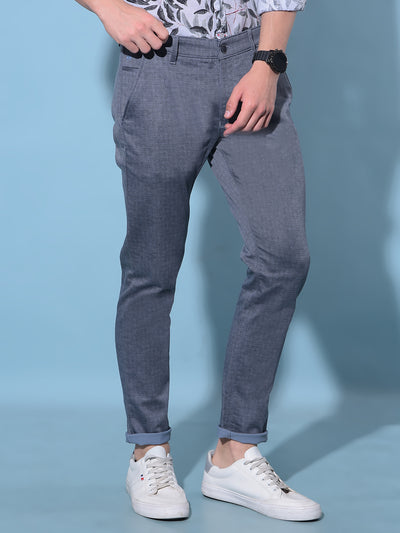 Blue Cotton Trousers-Men Trousers-Crimsoune Club