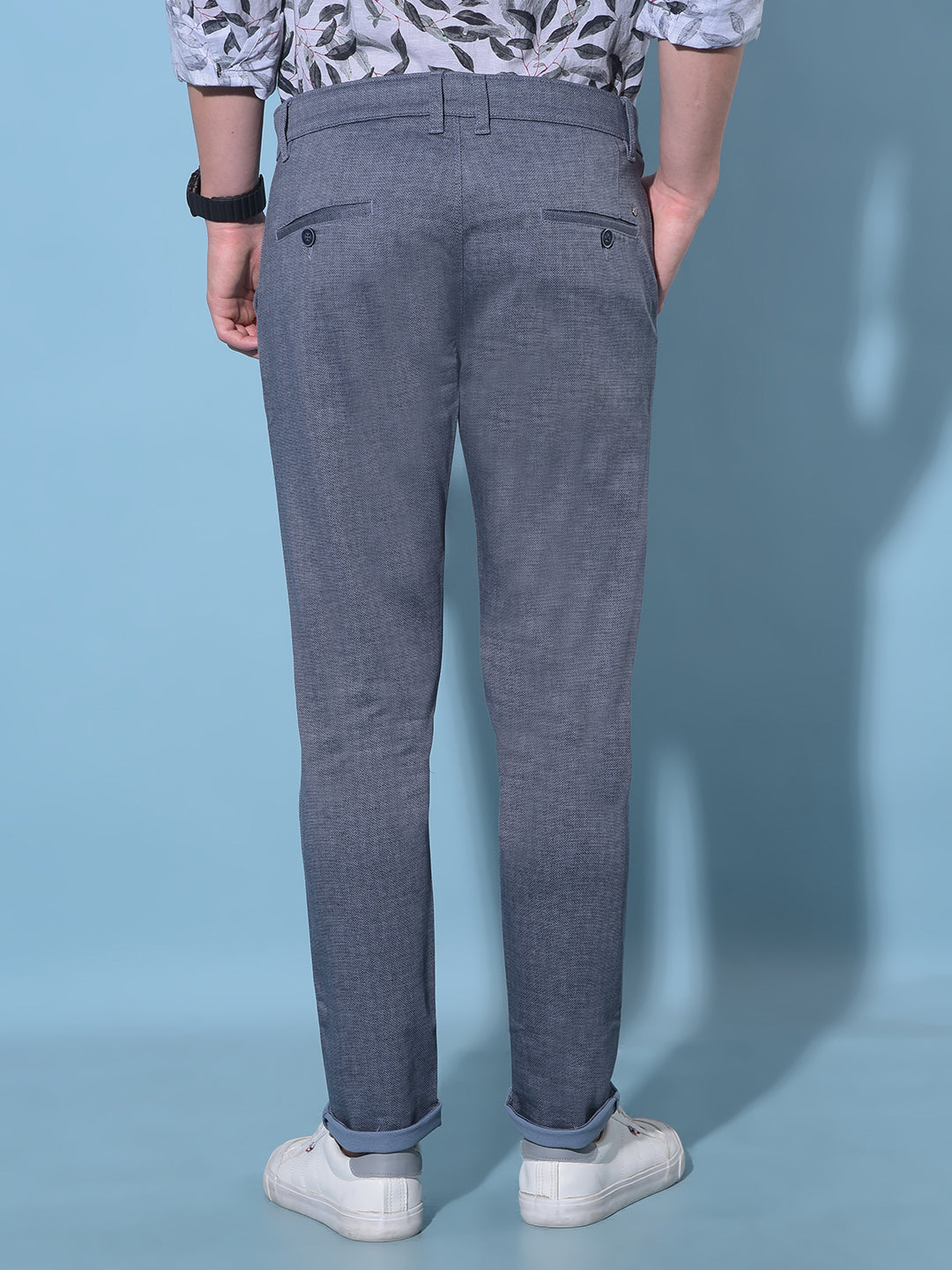 Blue Cotton Trousers-Men Trousers-Crimsoune Club