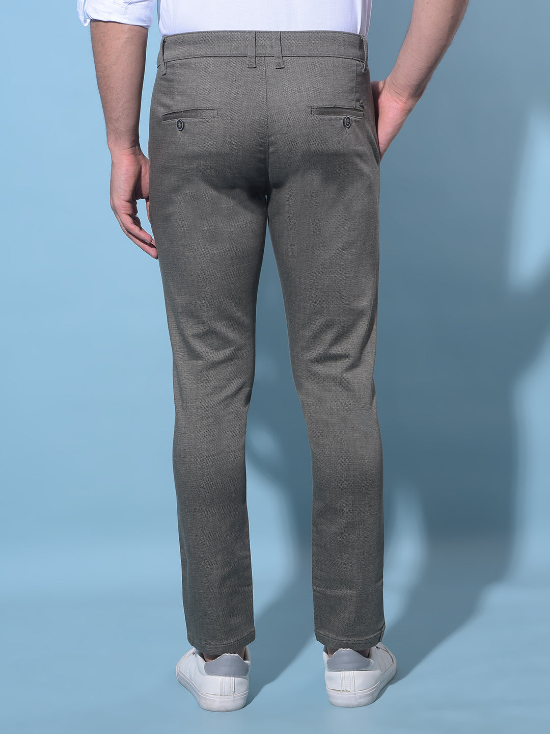 Grey Printed Dobby Trousers-Men Trousers-Crimsoune Club