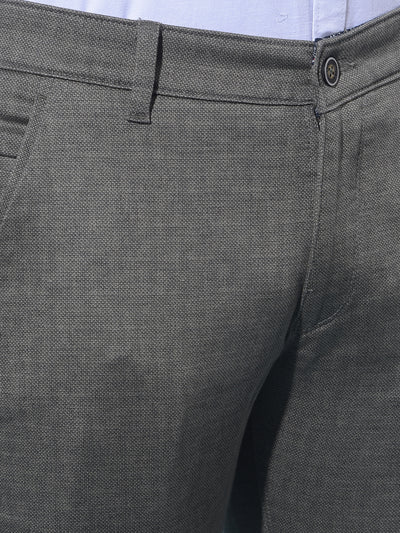 Grey Printed Dobby Trousers-Men Trousers-Crimsoune Club