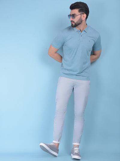 Blue Printed Stretchable Cotton Trousers-Men Trousers-Crimsoune Club