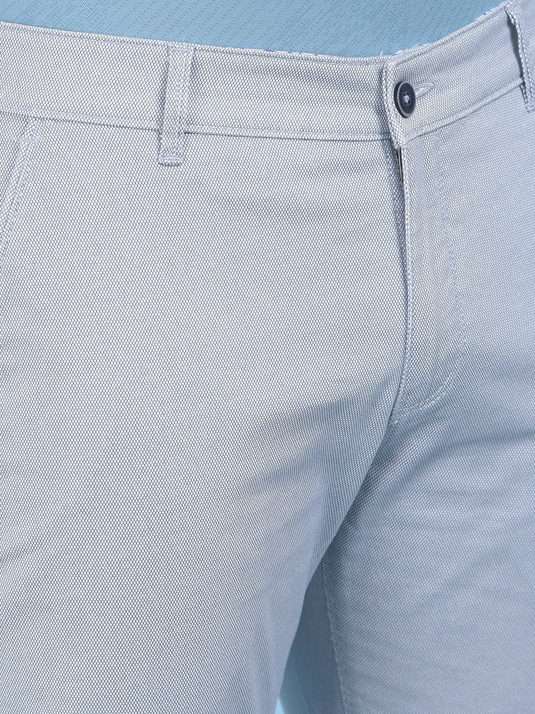 Blue Printed Stretchable Cotton Trousers-Men Trousers-Crimsoune Club