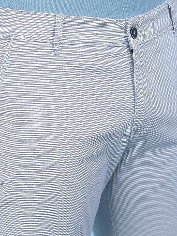 Blue Printed Stretchable Cotton Trousers-Men Trousers-Crimsoune Club