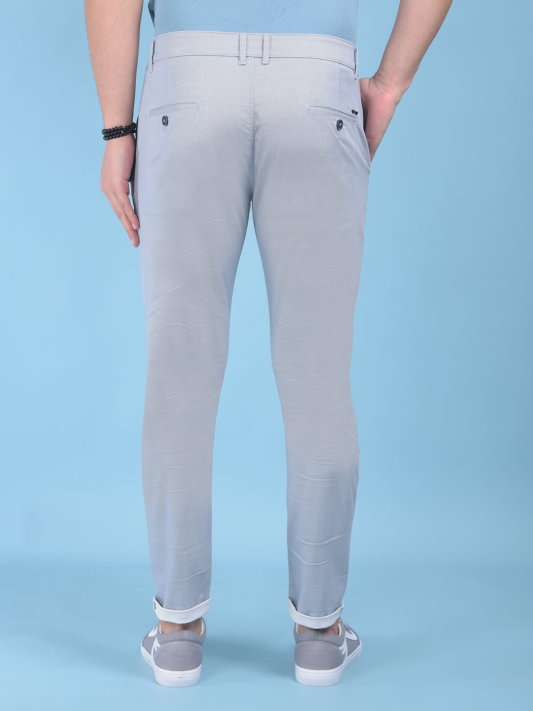 Blue Printed Stretchable Cotton Trousers-Men Trousers-Crimsoune Club