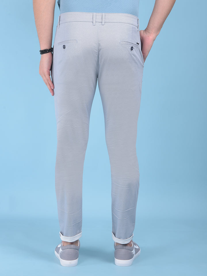 Blue Printed Stretchable Cotton Trousers-Men Trousers-Crimsoune Club