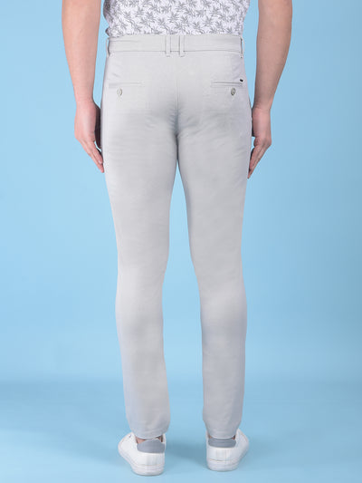 Grey Printed Stretchable Cotton Trousers-Men Trousers-Crimsoune Club