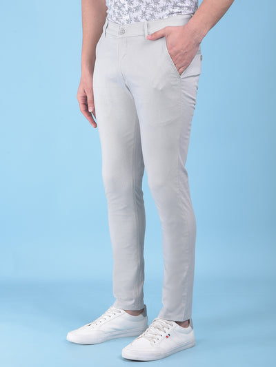 Grey Printed Stretchable Cotton Trousers-Men Trousers-Crimsoune Club