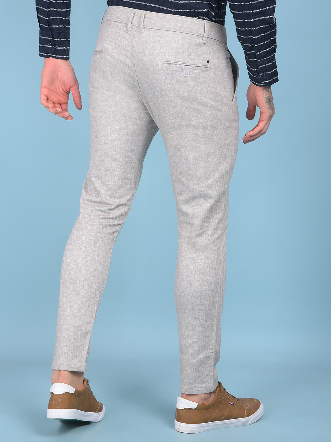 Grey Textured Trousers-Men Trousers-Crimsoune Club