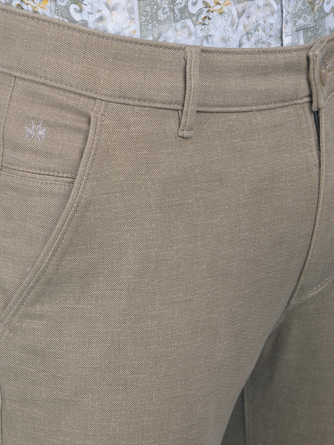 Khaki Textured Trousers-Men Trousers-Crimsoune Club