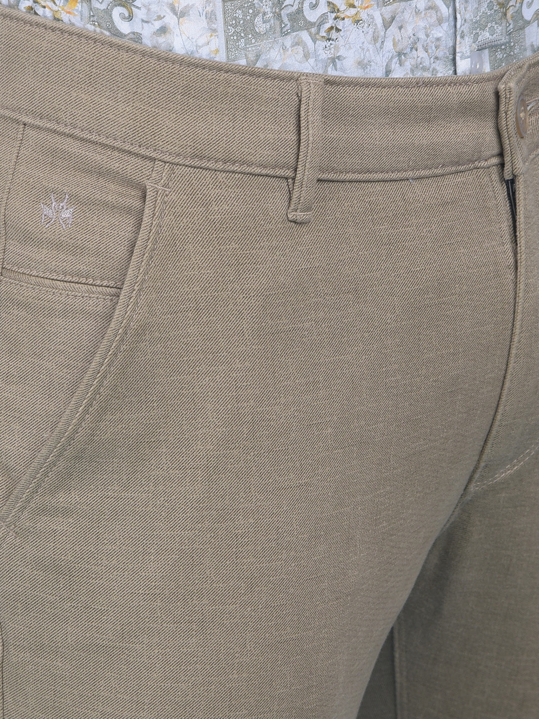 Khaki Textured Trousers-Men Trousers-Crimsoune Club
