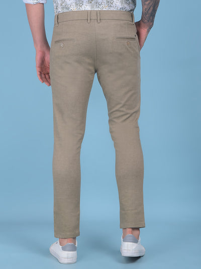 Khaki Textured Trousers-Men Trousers-Crimsoune Club