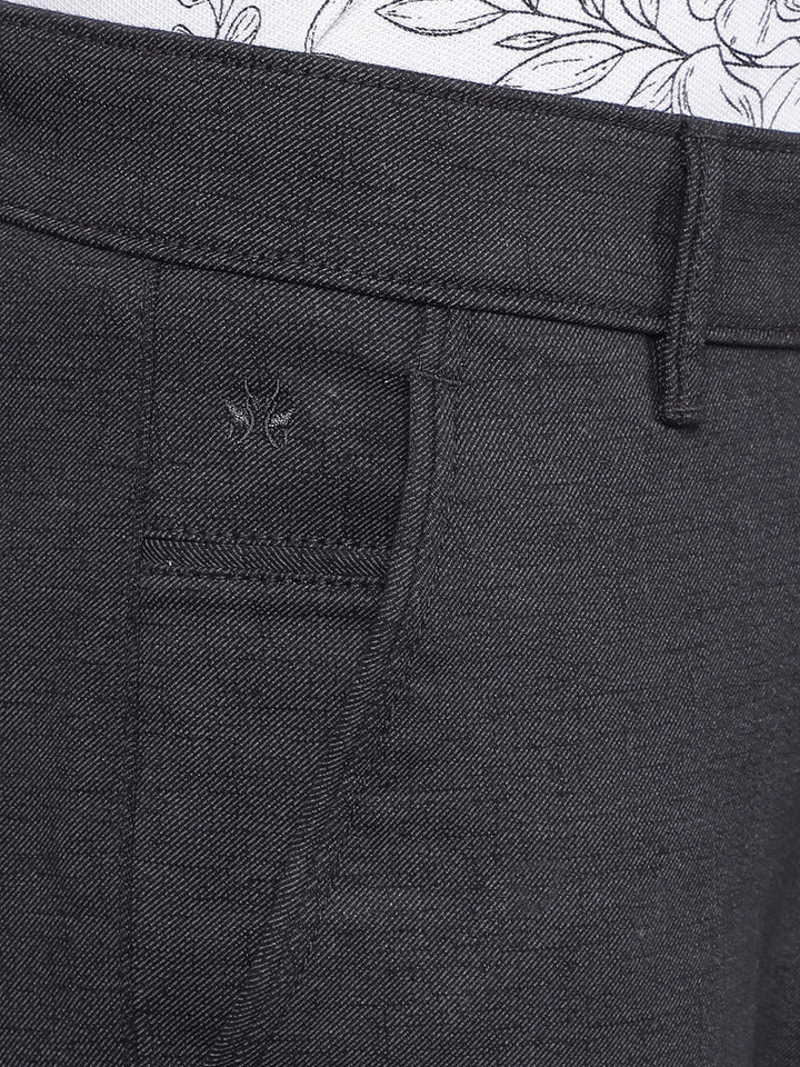 Black Printed Chinos Trousers-Men Trousers-Crimsoune Club