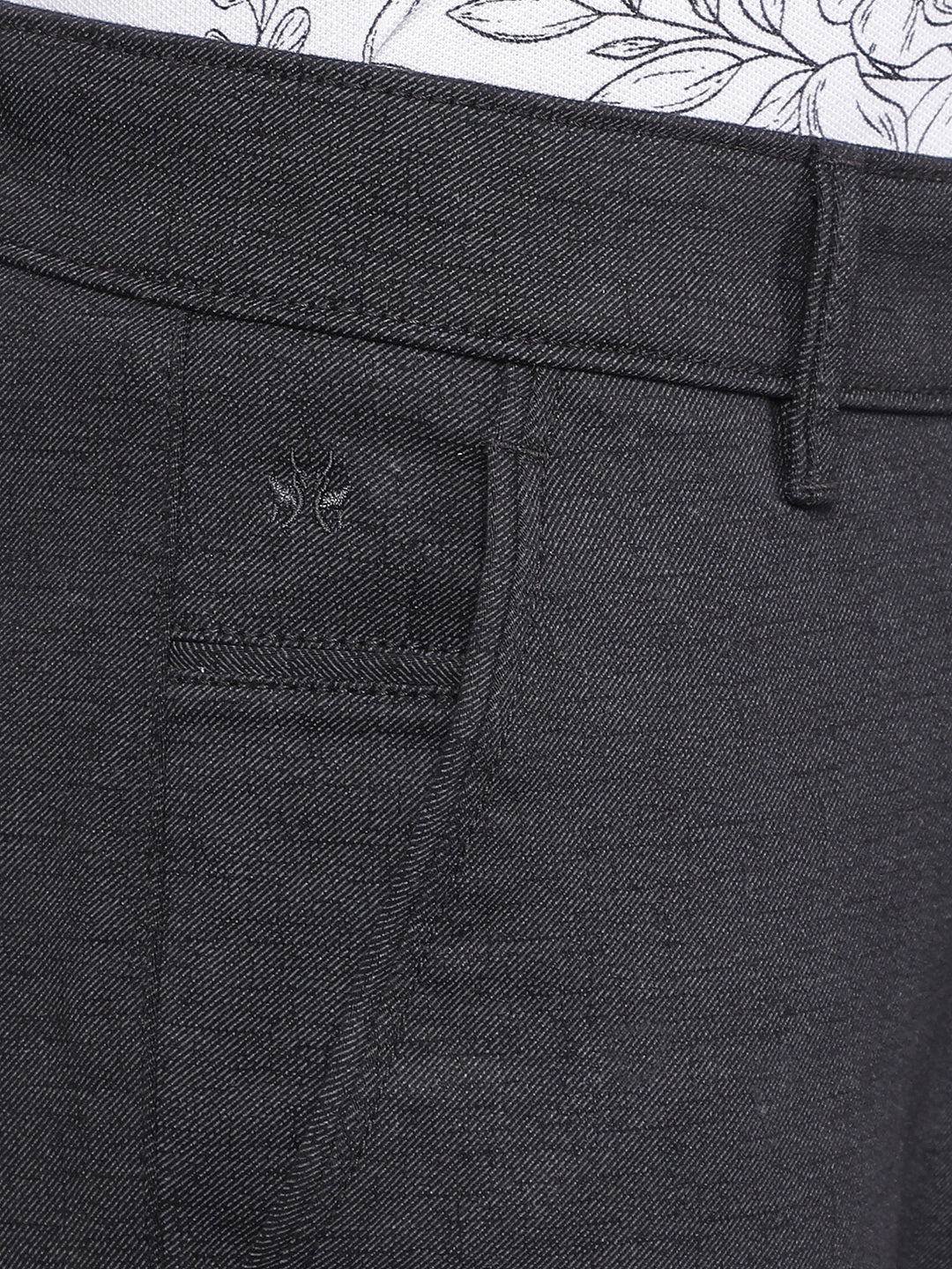 Black Printed Chinos Trousers-Men Trousers-Crimsoune Club