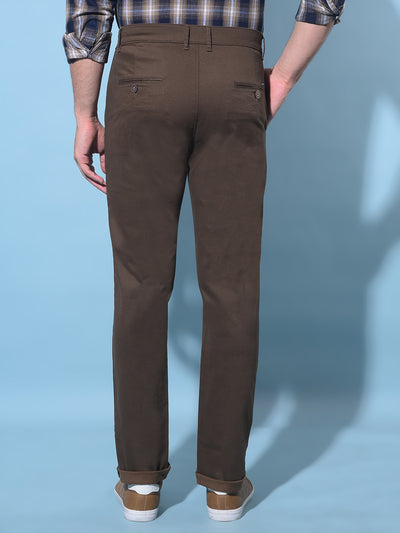 Brown Printed Dobby Trousers-Men Trousers-Crimsoune Club