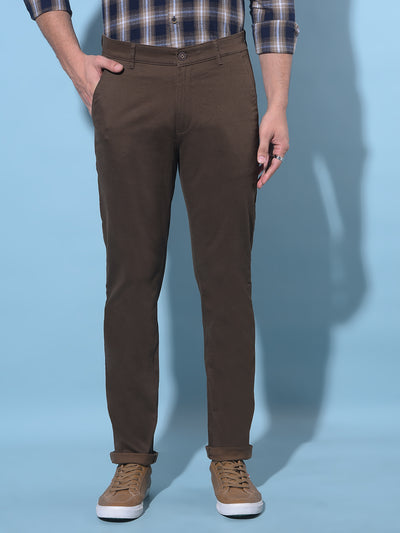 Brown Printed Dobby Trousers-Men Trousers-Crimsoune Club