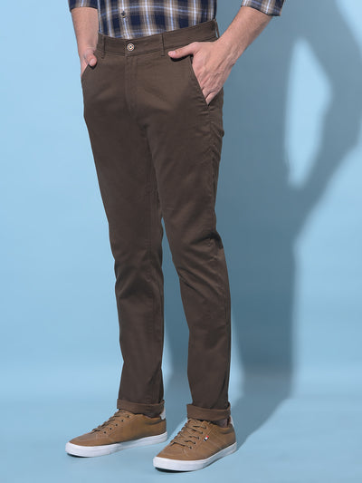 Brown Printed Dobby Trousers-Men Trousers-Crimsoune Club