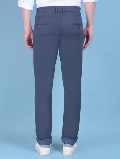 Blue Stretchable Cotton Trousers-Men Trousers-Crimsoune Club