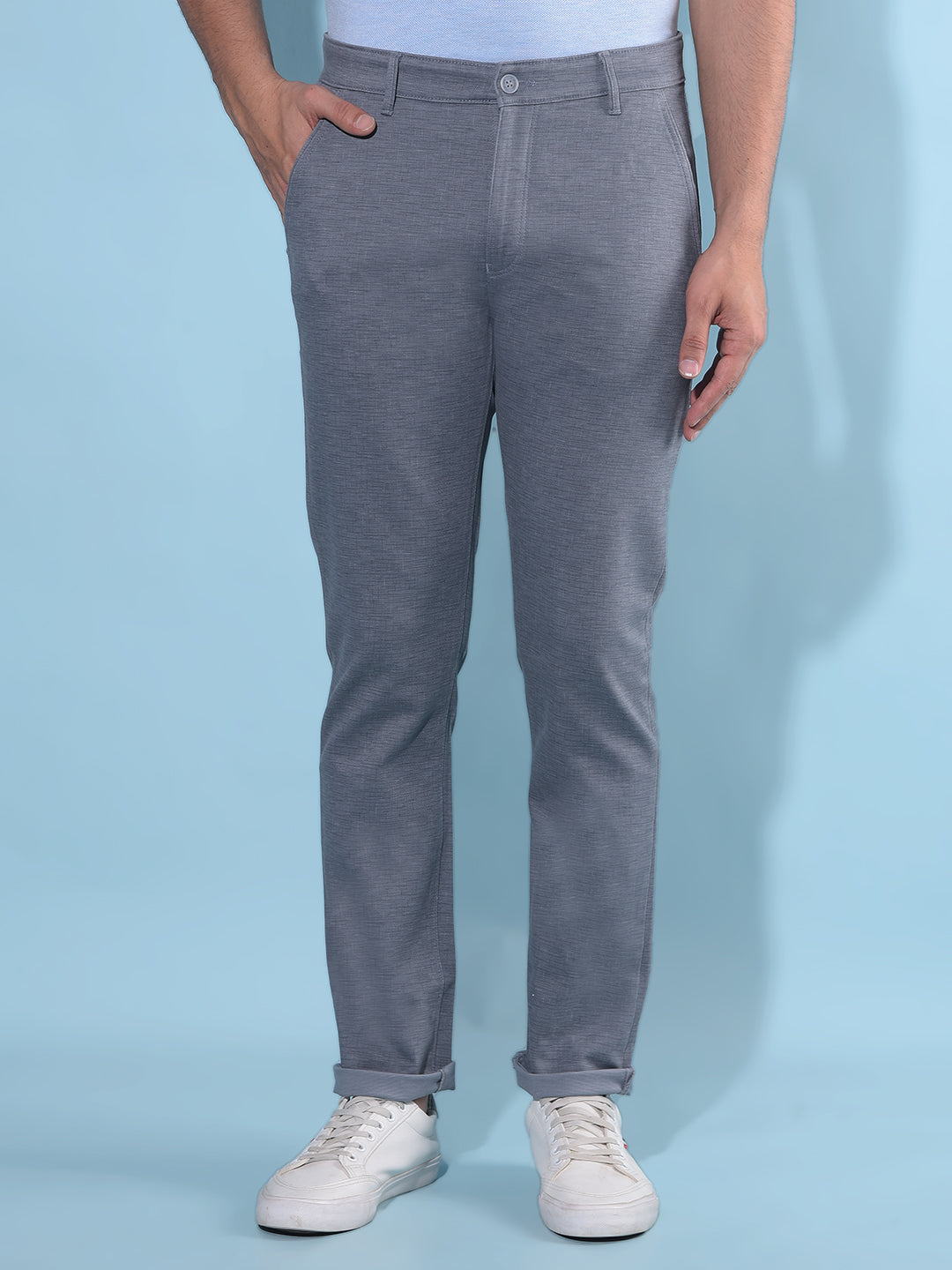 Blue Printed Cotton Trousers-Men Trousers-Crimsoune Club