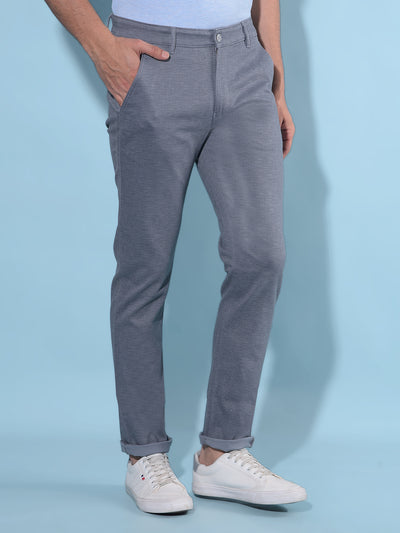 Blue Printed Cotton Trousers-Men Trousers-Crimsoune Club