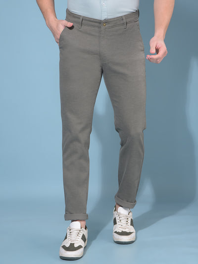 Olive Cotton Textured Print Trousers-Men Trousers-Crimsoune Club