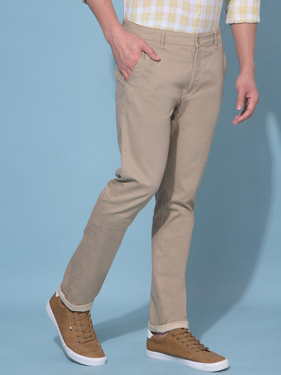 Khaki Stretchable Cotton Trousers-Men Trousers-Crimsoune Club