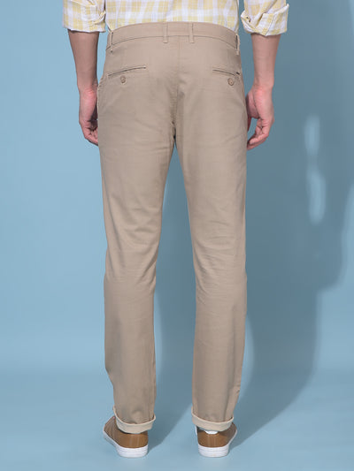 Khaki Stretchable Cotton Trousers-Men Trousers-Crimsoune Club